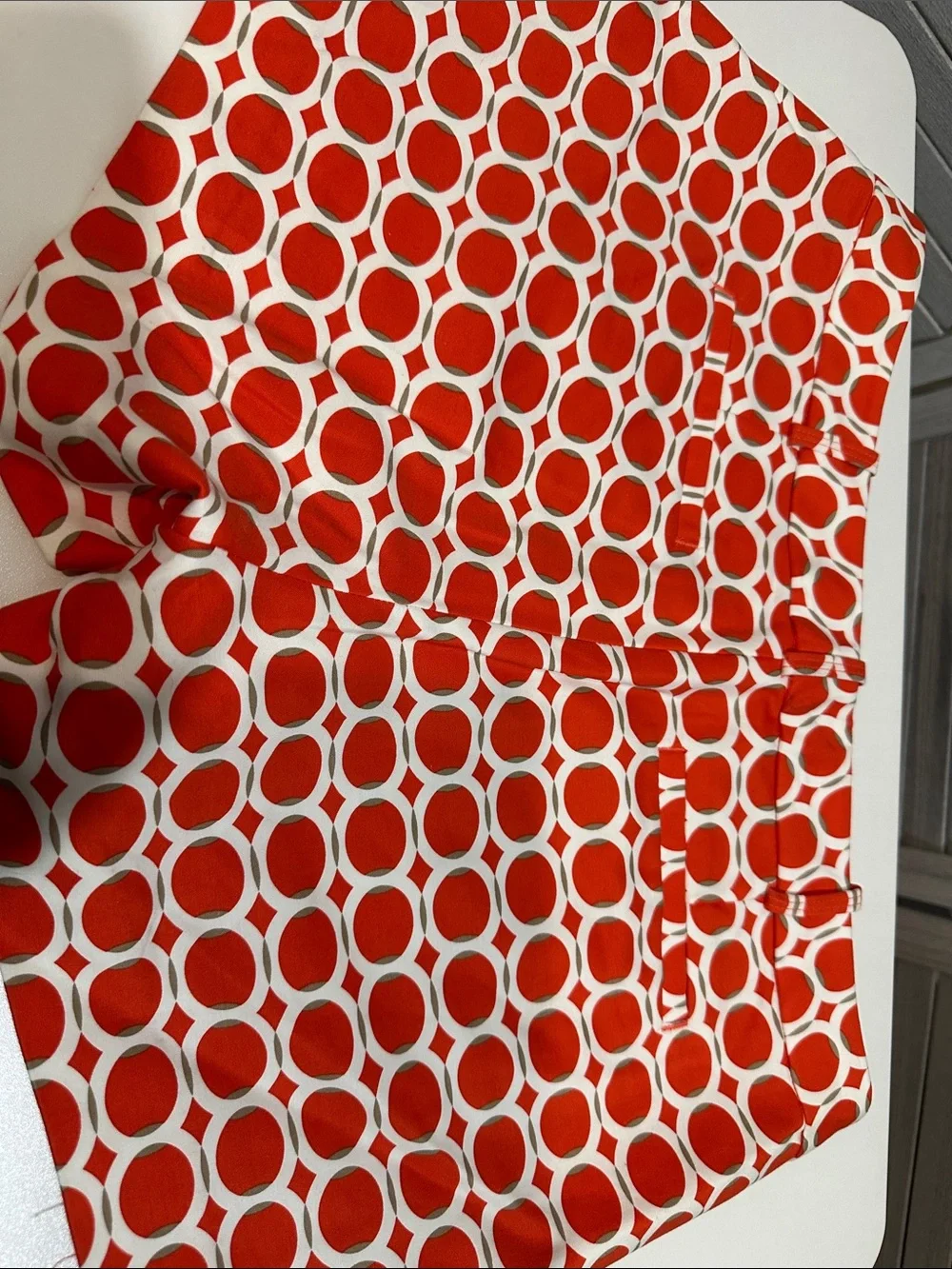 Michael Kors Red and White Circle-Print Skirt